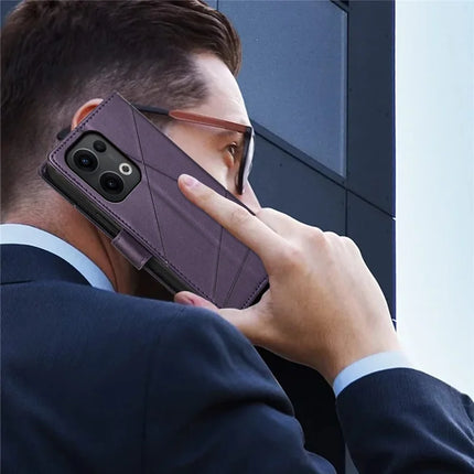 DF-06 For Oppo Reno13 Pro 5G Phone Case Line Imprint Leather Wallet Cover