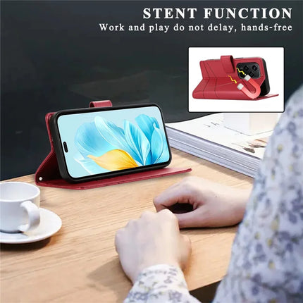 DF-06 For Oppo Reno13 F 5G Phone Case Line Imprint Leather Wallet Cover