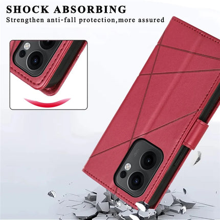 DF-06 For Oppo Reno13 F 5G Phone Case Line Imprint Leather Wallet Cover