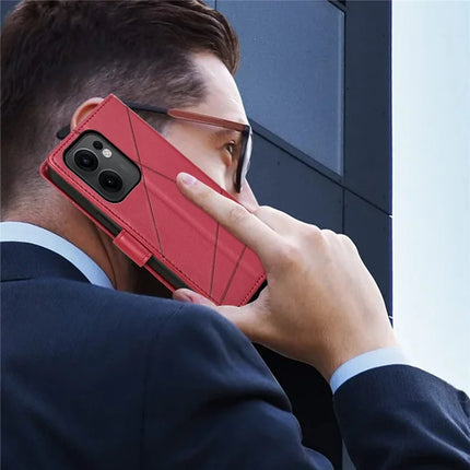 DF-06 For Oppo Reno13 F 5G Phone Case Line Imprint Leather Wallet Cover
