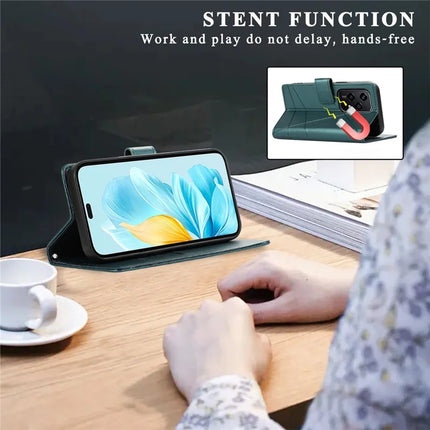 DF-06 For Oppo Reno13 F 5G Phone Case Line Imprint Leather Wallet Cover