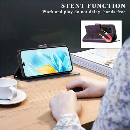 DF-06 For Oppo Reno13 F 5G Phone Case Line Imprint Leather Wallet Cover
