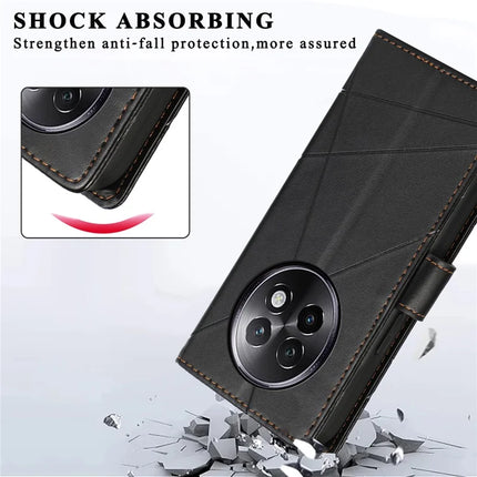 DF-06 For Realme 13+ 5G / 13 Pro 5G (China) Phone Case Line Imprint Leather Wallet Cover