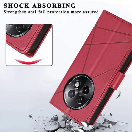 DF-06 For Realme 13+ 5G / 13 Pro 5G (China) Phone Case Line Imprint Leather Wallet Cover