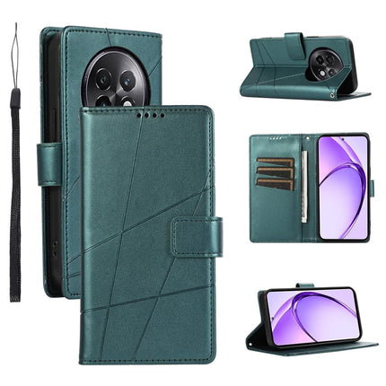 DF-06 For Realme 13+ 5G / 13 Pro 5G (China) Phone Case Line Imprint Leather Wallet Cover - Green