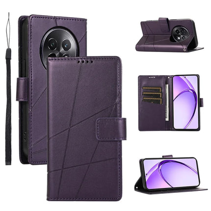DF-06 For Realme 13+ 5G / 13 Pro 5G (China) Phone Case Line Imprint Leather Wallet Cover - Purple