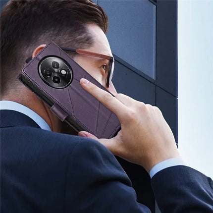 DF-06 For Realme 13+ 5G / 13 Pro 5G (China) Phone Case Line Imprint Leather Wallet Cover