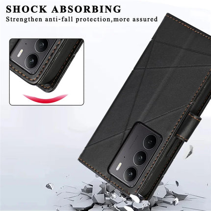 For Realme V60 Pro / C75 Phone Case Line Imprint Leather Wallet Cover
