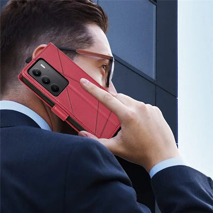 For Realme V60 Pro / C75 Phone Case Line Imprint Leather Wallet Cover