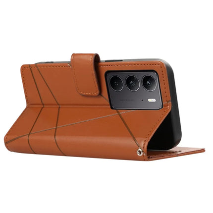 For Realme V60 Pro / C75 Phone Case Line Imprint Leather Wallet Cover