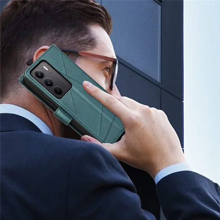 For Realme V60 Pro / C75 Phone Case Line Imprint Leather Wallet Cover