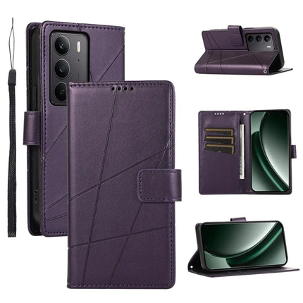 For Realme V60 Pro / C75 Phone Case Line Imprint Leather Wallet Cover - Purple
