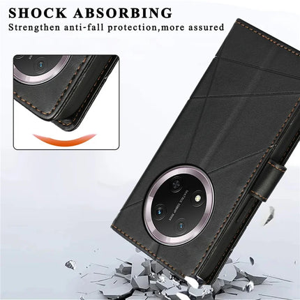 DF-06 For Honor Magic7 Lite 5G / X9c 5G / X60 Pro 5G Phone Case Line Imprint Leather Wallet Cover