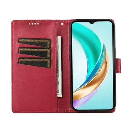 DF-06 For Honor Magic7 Lite 5G / X9c 5G / X60 Pro 5G Phone Case Line Imprint Leather Wallet Cover