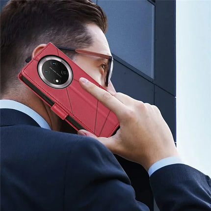 DF-06 For Honor Magic7 Lite 5G / X9c 5G / X60 Pro 5G Phone Case Line Imprint Leather Wallet Cover