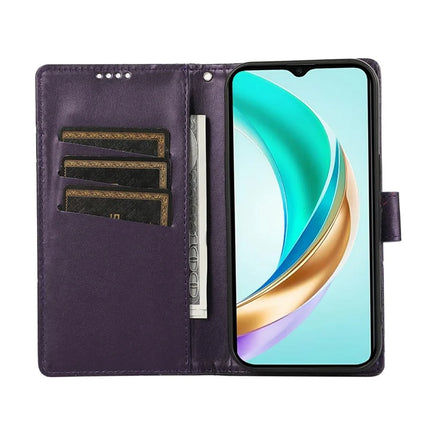 DF-06 For Honor Magic7 Lite 5G / X9c 5G / X60 Pro 5G Phone Case Line Imprint Leather Wallet Cover