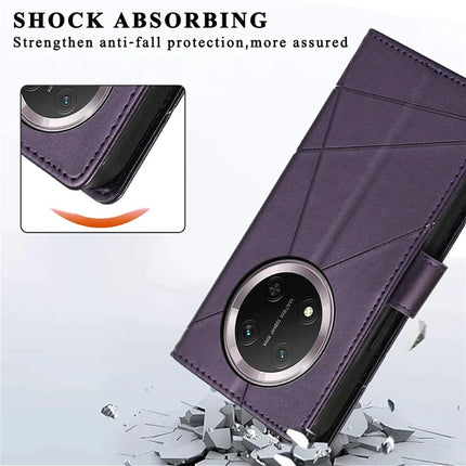 DF-06 For Honor Magic7 Lite 5G / X9c 5G / X60 Pro 5G Phone Case Line Imprint Leather Wallet Cover