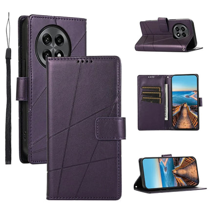 For OnePlus 13R 5G Phone Case Line Imprint Leather Wallet Cover - Purple