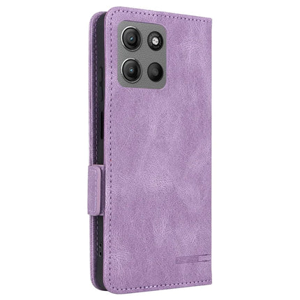 For Motorola Moto G15 4G Case Leather Wallet Flip Phone Cover with Hardware Decor