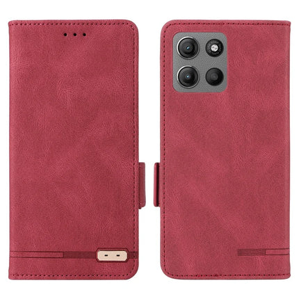 For Motorola Moto G15 4G Case Leather Wallet Flip Phone Cover with Hardware Decor - Rose