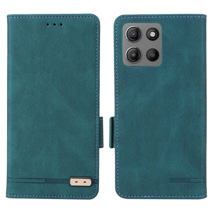 For Motorola Moto G15 4G Case Leather Wallet Flip Phone Cover with Hardware Decor - Blue