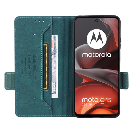 For Motorola Moto G15 4G Case Leather Wallet Flip Phone Cover with Hardware Decor