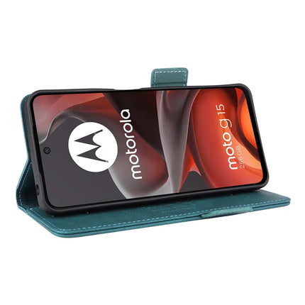 For Motorola Moto G15 4G Case Leather Wallet Flip Phone Cover with Hardware Decor