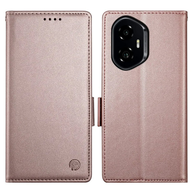 DF-010 For Honor 300 Stand Case PU Leather Wallet Phone Cover - Rose Gold