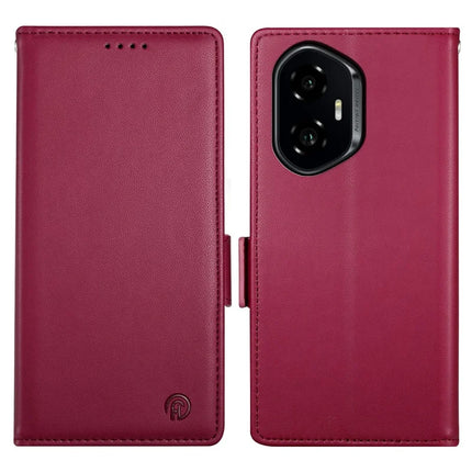 DF-010 For Honor 300 Stand Case PU Leather Wallet Phone Cover - Wine Red