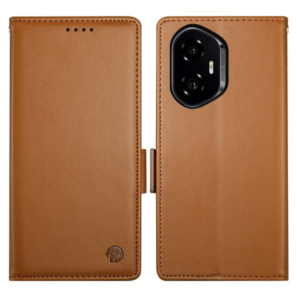 DF-010 For Honor 300 Stand Case PU Leather Wallet Phone Cover - Brown