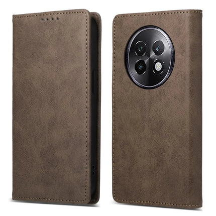 DF-05 For Realme 13+ 5G Wallet Case RFID Blocking PU Leather Phone Cover - Brown