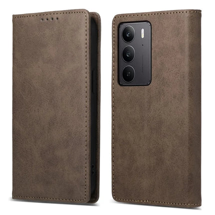 For Realme C75 / V60 Pro Wallet Case RFID Blocking PU Leather Phone Cover - Brown