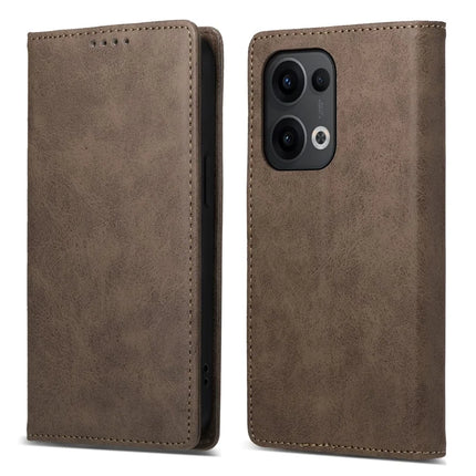DF-05 For Oppo Reno13 5G (Global) Wallet Case RFID Blocking PU Leather Phone Cover - Brown