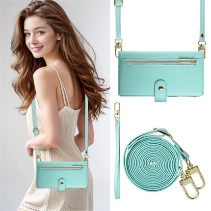 DF-011 For Oppo Reno13 5G (Global) Case Zipper Pocket Wallet Leather Phone Cover with Straps