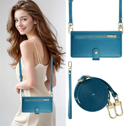 DF-011 For Oppo Reno13 5G (Global) Case Zipper Pocket Wallet Leather Phone Cover with Straps