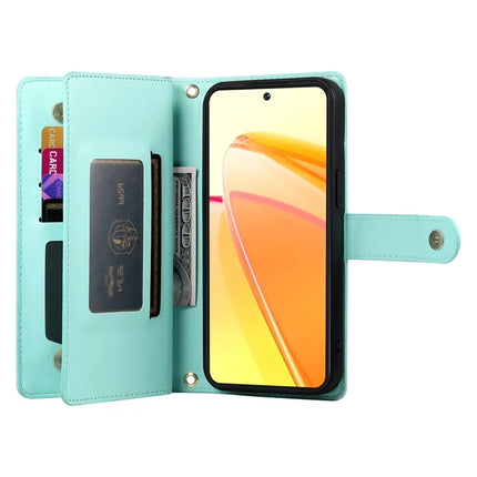 DF-011 For Oppo Reno13 Pro 5G Case Zipper Pocket Wallet Leather Phone Cover with Straps