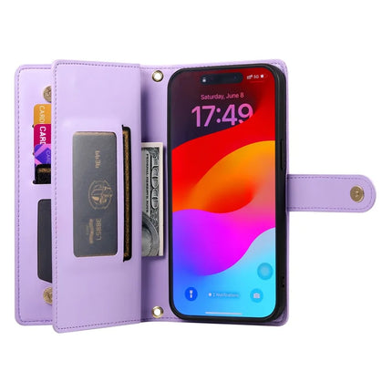 DF-011 For Oppo Reno13 Pro 5G Case Zipper Pocket Wallet Leather Phone Cover with Straps