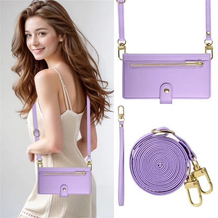 DF-011 For Oppo Reno13 Pro 5G Case Zipper Pocket Wallet Leather Phone Cover with Straps
