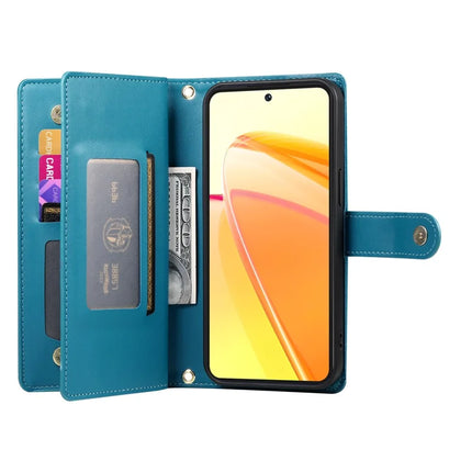 DF-011 For Oppo Reno13 Pro 5G Case Zipper Pocket Wallet Leather Phone Cover with Straps