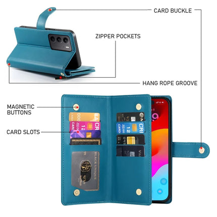 DF-011 For Oppo Reno13 Pro 5G Case Zipper Pocket Wallet Leather Phone Cover with Straps