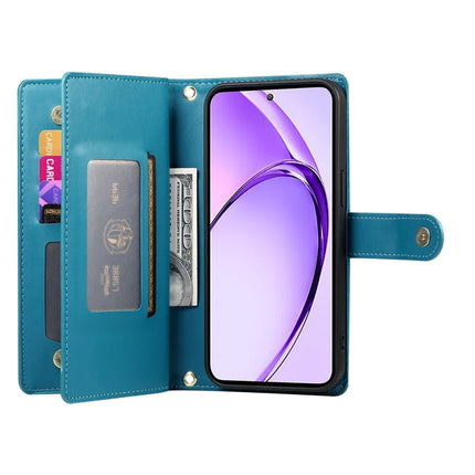 DF-011 For Realme 13+ 5G / 13 Pro 5G (China) Case Zipper Pocket Wallet Leather Phone Cover with Straps
