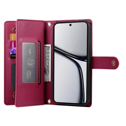 DF-011 For Realme V60 Pro / C75 Case Zipper Pocket Wallet Leather Phone Cover with Straps