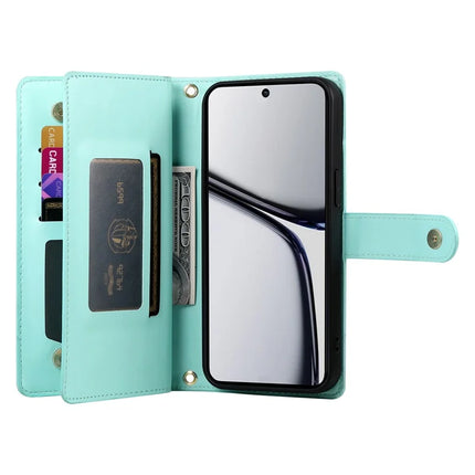 DF-011 For Realme V60 Pro / C75 Case Zipper Pocket Wallet Leather Phone Cover with Straps