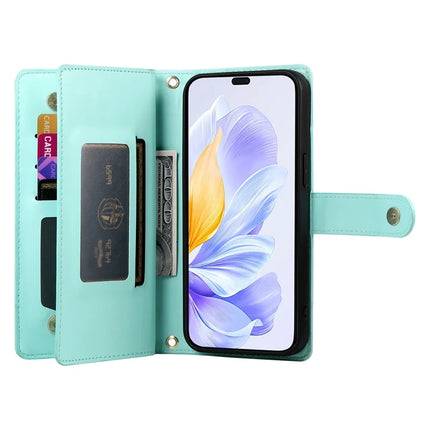 DF-011 For Honor 300 Case Zipper Pocket Wallet Leather Phone Cover with Straps