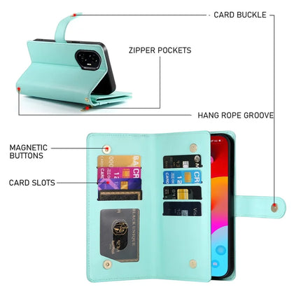 DF-011 For Honor 300 Case Zipper Pocket Wallet Leather Phone Cover with Straps