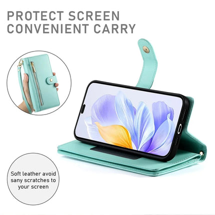 DF-011 For Honor 300 Case Zipper Pocket Wallet Leather Phone Cover with Straps