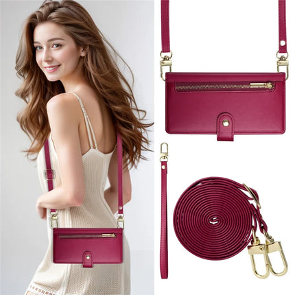 DF-011 For Honor 300 Pro / 300 Ultra Case Zipper Pocket Wallet Leather Phone Cover with Straps