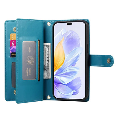 DF-011 For Honor 300 Pro / 300 Ultra Case Zipper Pocket Wallet Leather Phone Cover with Straps