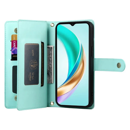 DF-011 For Honor Magic7 Lite 5G / X9c 5G / X60 Pro 5G Case Zipper Pocket Wallet Leather Phone Cover with Straps