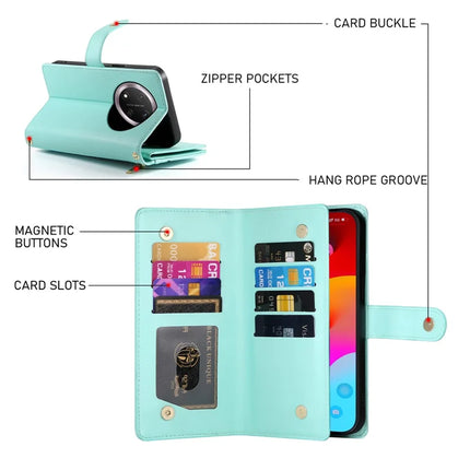 DF-011 For Honor Magic7 Lite 5G / X9c 5G / X60 Pro 5G Case Zipper Pocket Wallet Leather Phone Cover with Straps